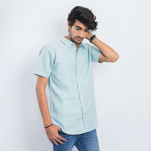 VYBE-Casual Shirt Half Sleeve-Light Green