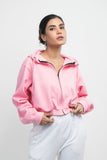 VYBE - Basics - Crop Style Zipper Hoodie - Pink