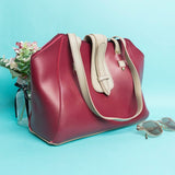 Shein - Satchel Bag with Flap - Maroon