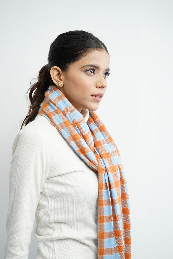 Vybe- Wool Plaid Stole Orange