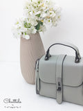 Chattels by M.E Sierra Leather Handbag- Grey White