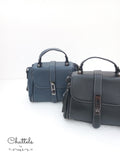 Chattels by M Sierra Leather Handbag- Blue Grey