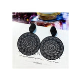 Dama Rusa- Korean Black Ring Hollow-out Pattern Earrings for Women- TM-E-13