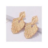 Dama Rusa- Vintage Leaf Punk Gold Metal Statement Earrings for Women- TM-E-26
