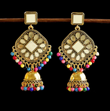 Dama Rusa- Gold Mirror Afghan Style Jhumka Earrings for Women- TM-E-76