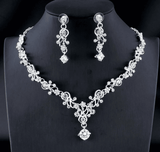 Dama Rusa- Silver Floral Crystal Jewellery Set- TM-ER-34