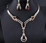 Dama Rusa- Golden Red Afro Beads Crystal Jewellery Set- TM-ER-37