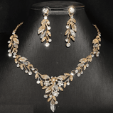 Dama Rusa- Golden & Silver Classic Leaf Floral Jewellery Set- TM-ER-39