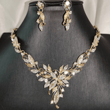 Dama Rusa- Golden & Silver Classic Leaf Jewellery Set- TM-ER-40