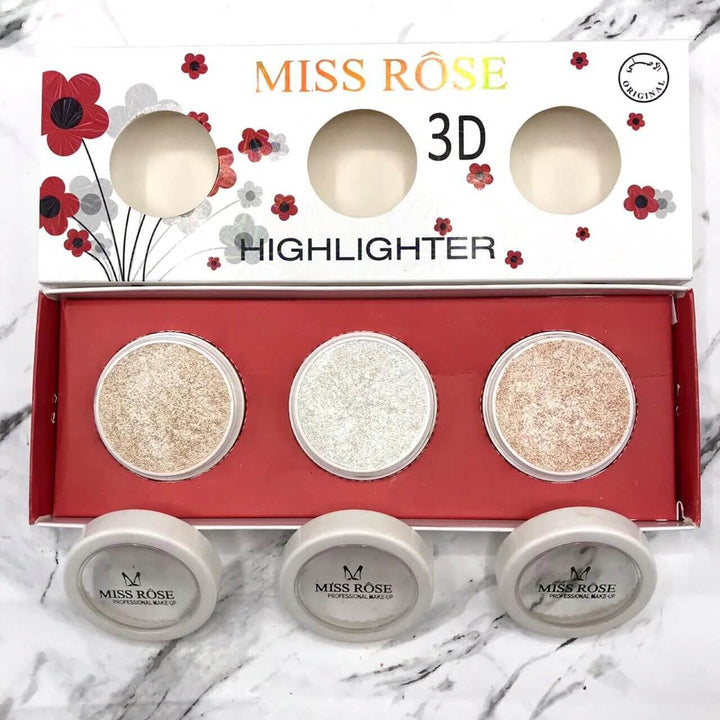 Emerce 3D Highlighter 3Pcs 3Shades Miss Rose