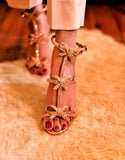 Tauheed Ansari Peach Fancy Bridal Wear Heels Sandal For Women's