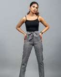 zettrobe - Checkered Plaid Belted Straight Pants