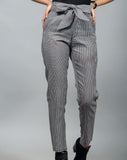 zettrobe - Checkered Plaid Belted Straight Pants
