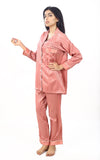 Valerei - Solid D-Pink Shadow Stripe Pajama Set