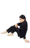 Valerei - Solid Black Shadow Stripe Pajama Set