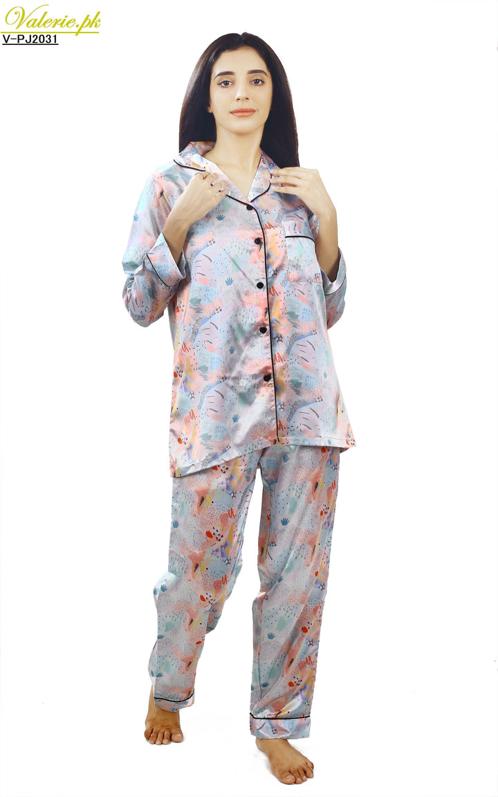 Valerei - Digital Print Satin Pajama Set