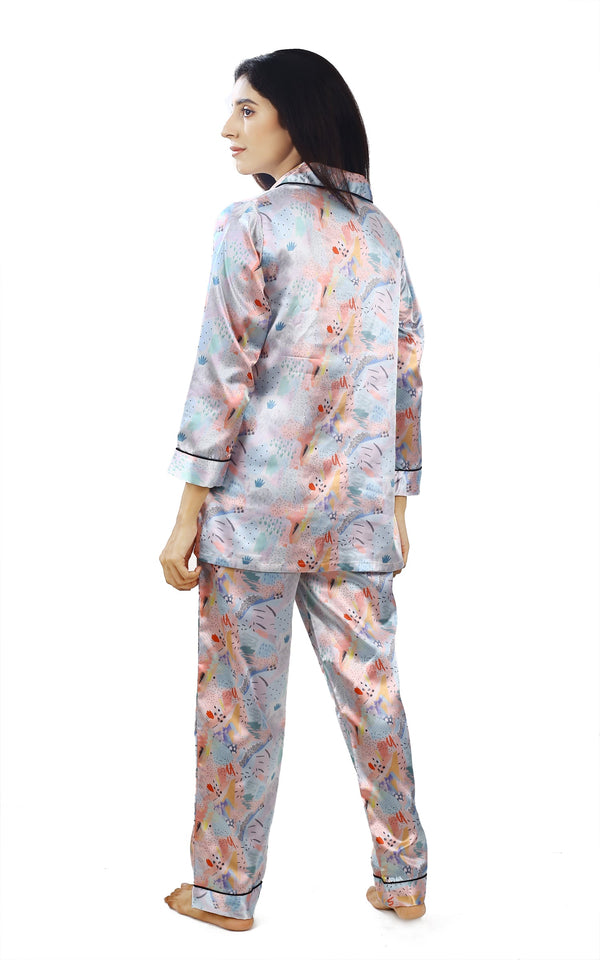 Valerei - Digital Print Satin Pajama Set