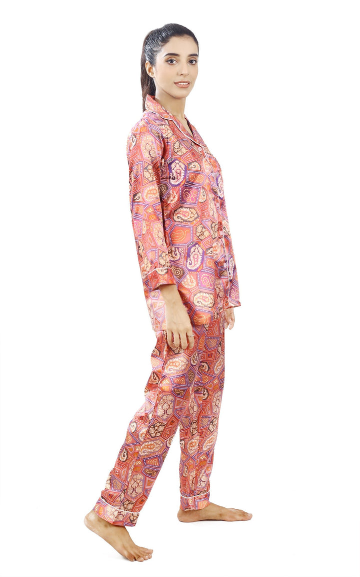 Valerei - Digital Print Satin Pajama Set