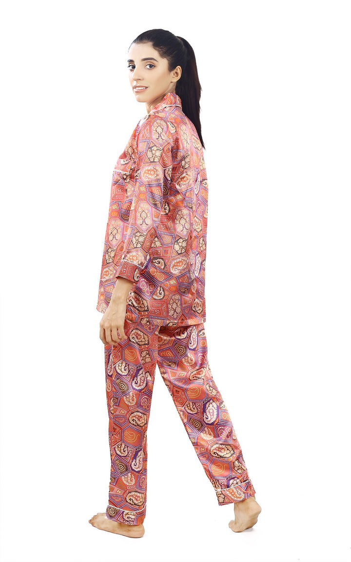 Valerei - Digital Print Satin Pajama Set