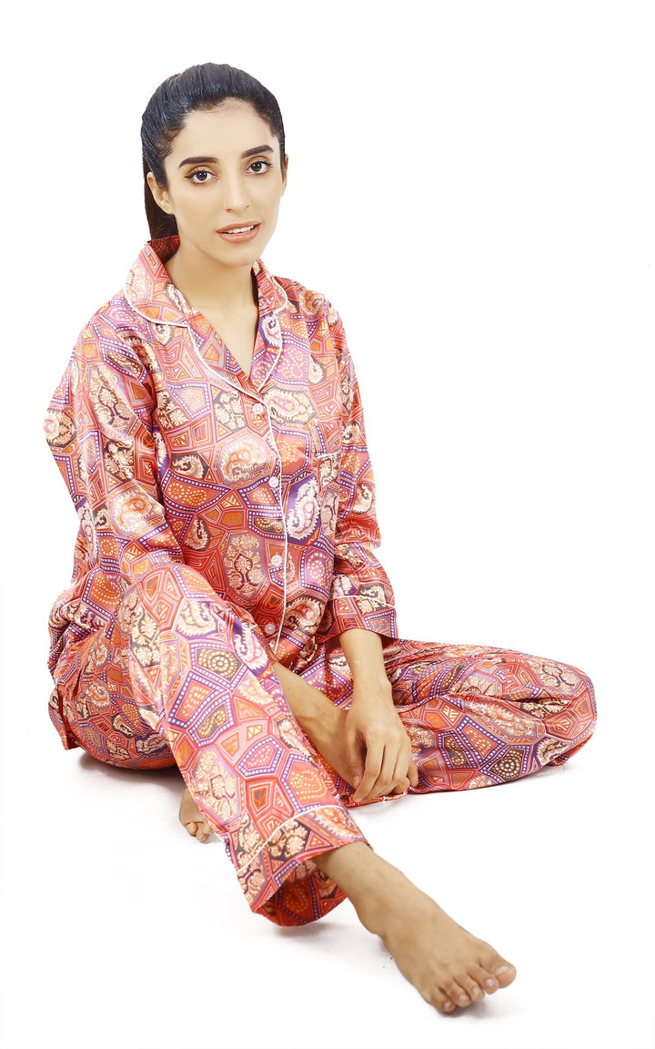 Valerei - Digital Print Satin Pajama Set