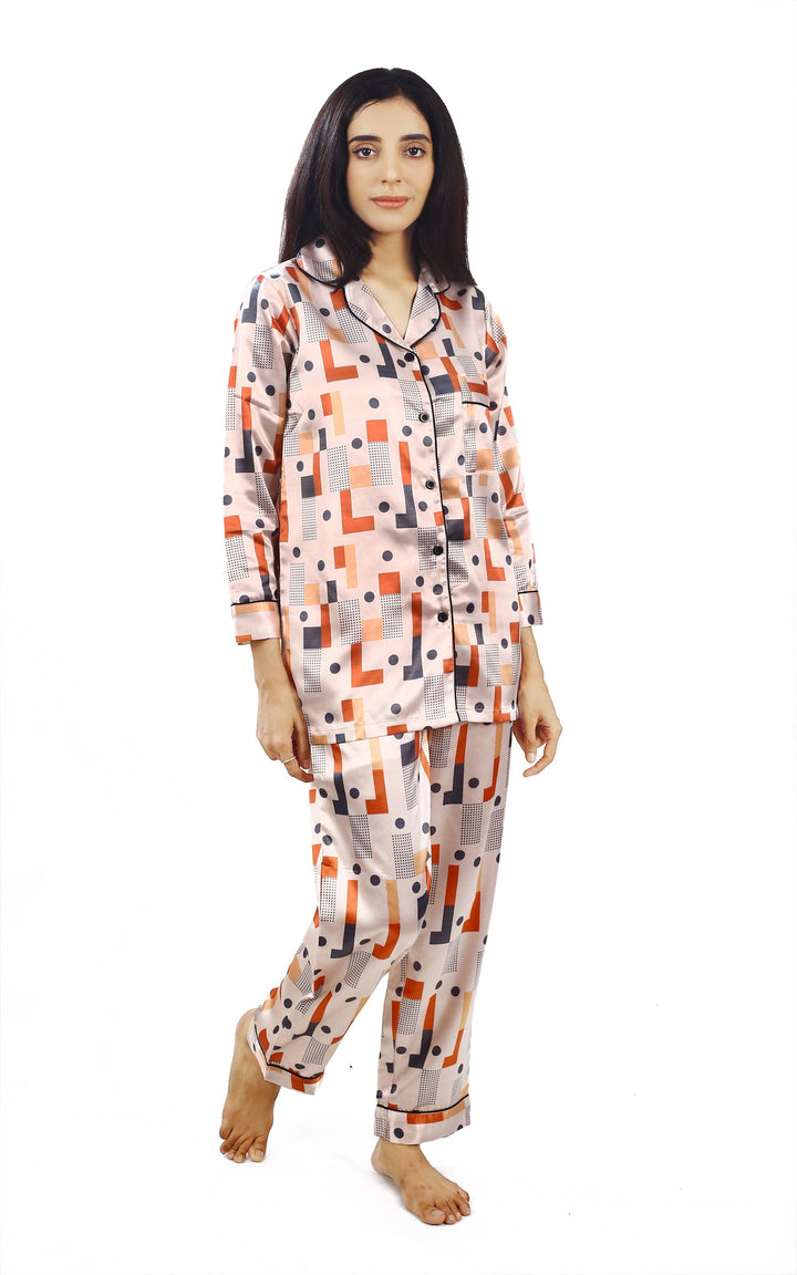 Valerei - Digital Print Satin Pajama Set