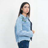 VYBE Denim Jacket with flower- Blue