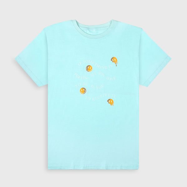 VYBE- Happy Crew Neck Tee- Light Blue