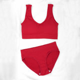 VYBE - Seamless comfy  padded Bra panty set - Red