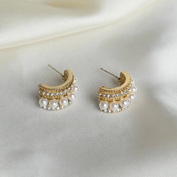 VYBE- Faux Pearl Decor Hoop Earrings