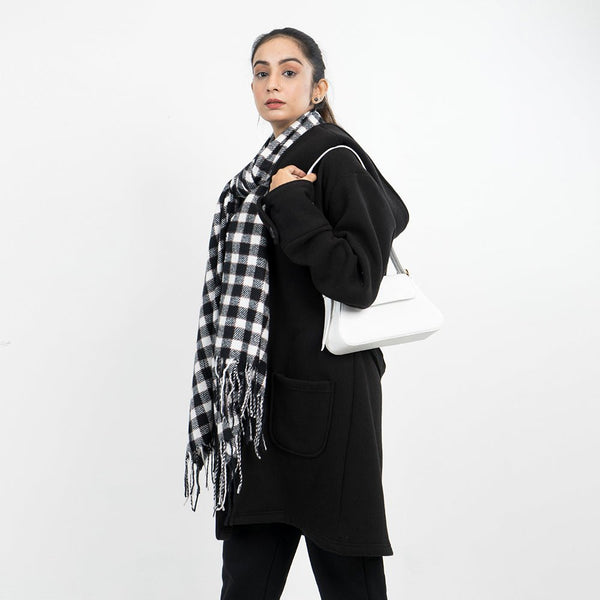 Vybe- Wool Plaid Stole Black