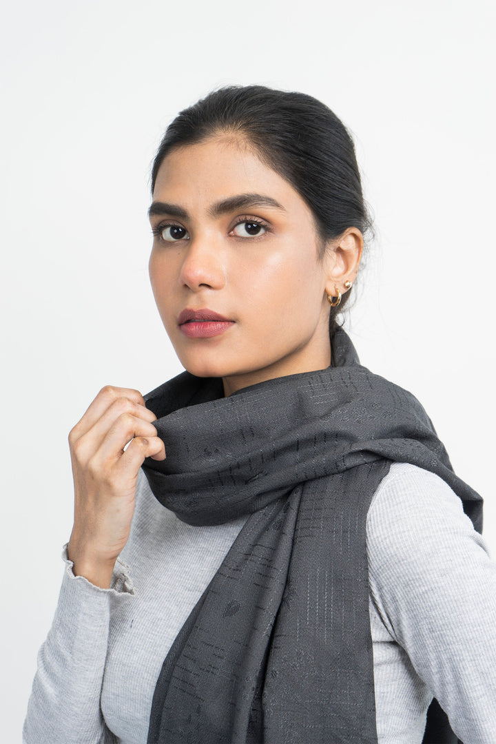 Vybe- Self Printed Stole Grey