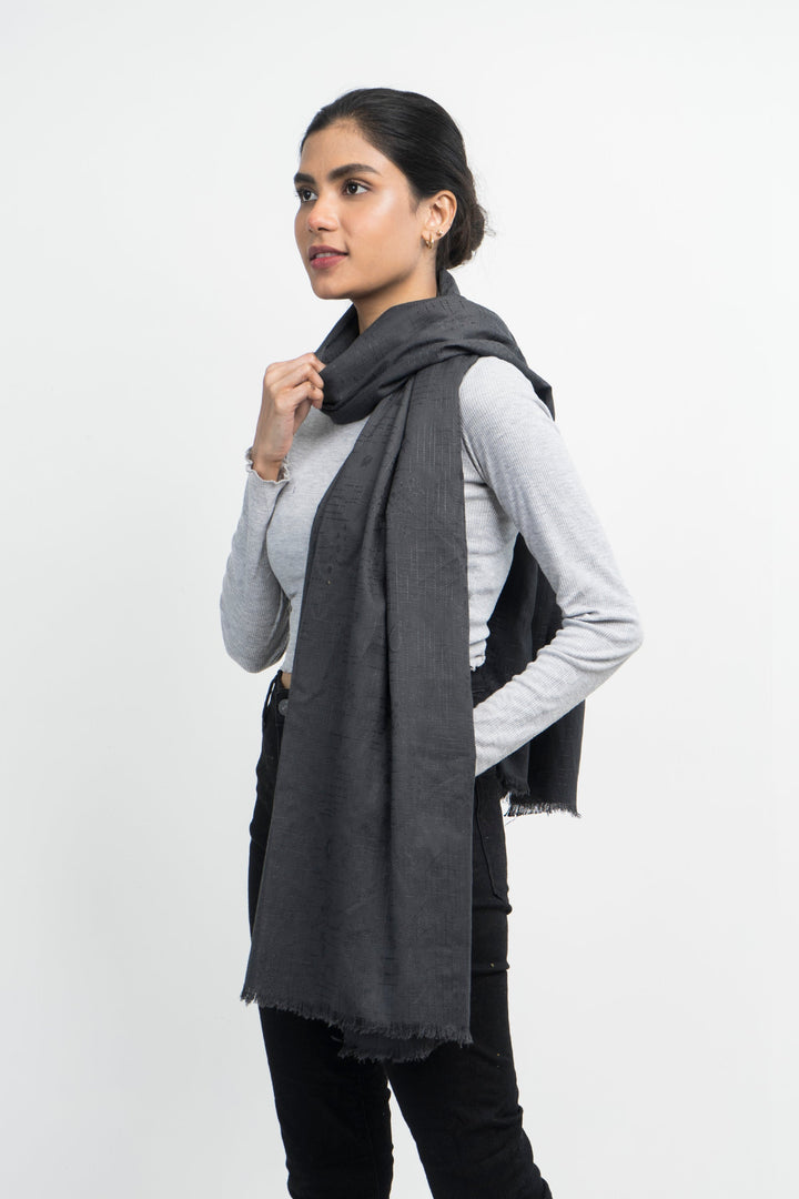 Vybe- Self Printed Stole Grey