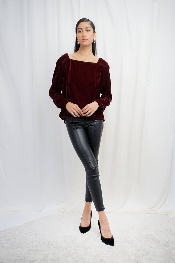 VYBE - velvet top- maroon