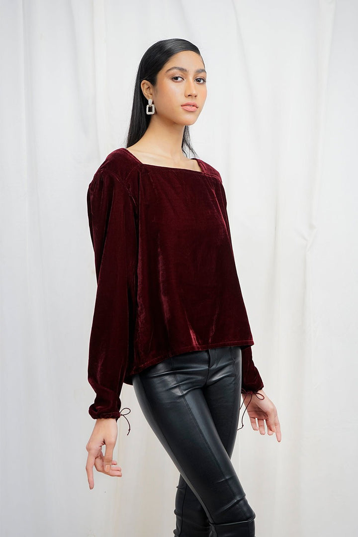 VYBE - velvet top- maroon