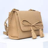 VYBE- Biege Cross Body Bag With Bow