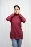 VYBE - High Neck Slim Fit Basic Tee-Maroon