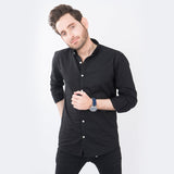 VYBE - Casual Solid Shirts- Black