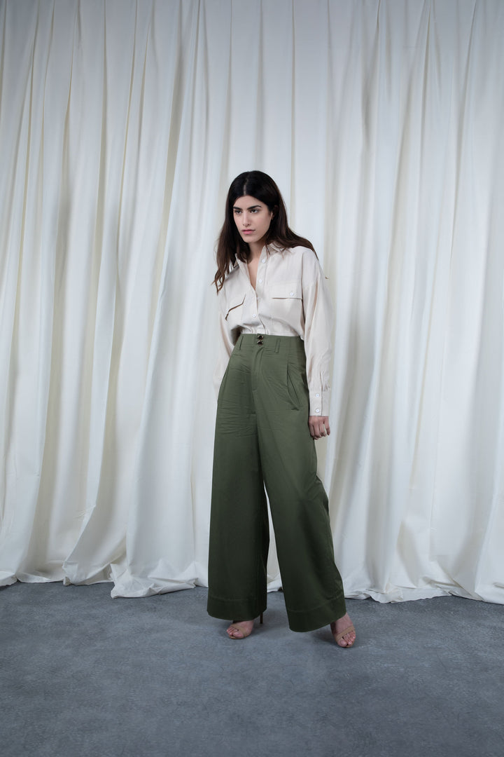 Sapphire Army Belted Flowy Pants