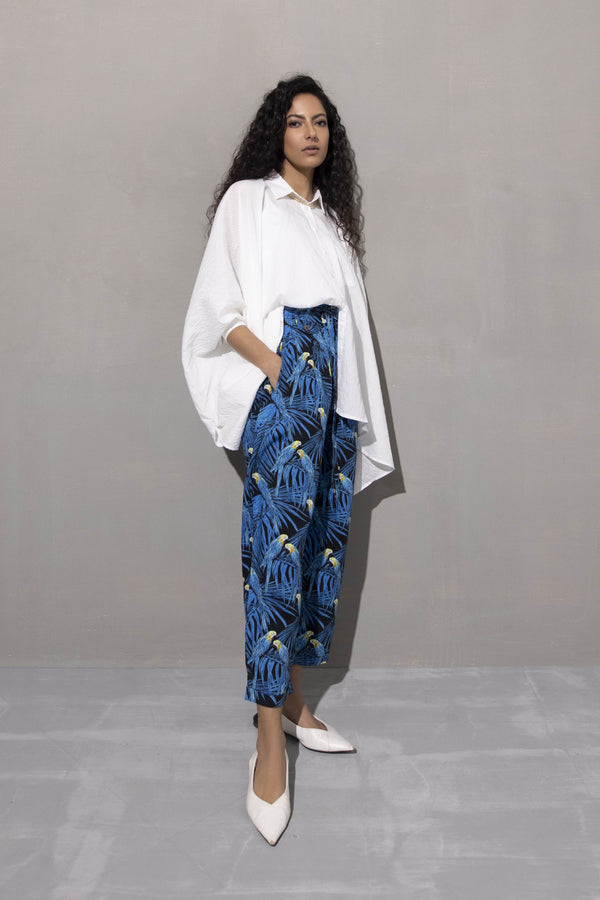 Sapphire-Printed Tie Pants