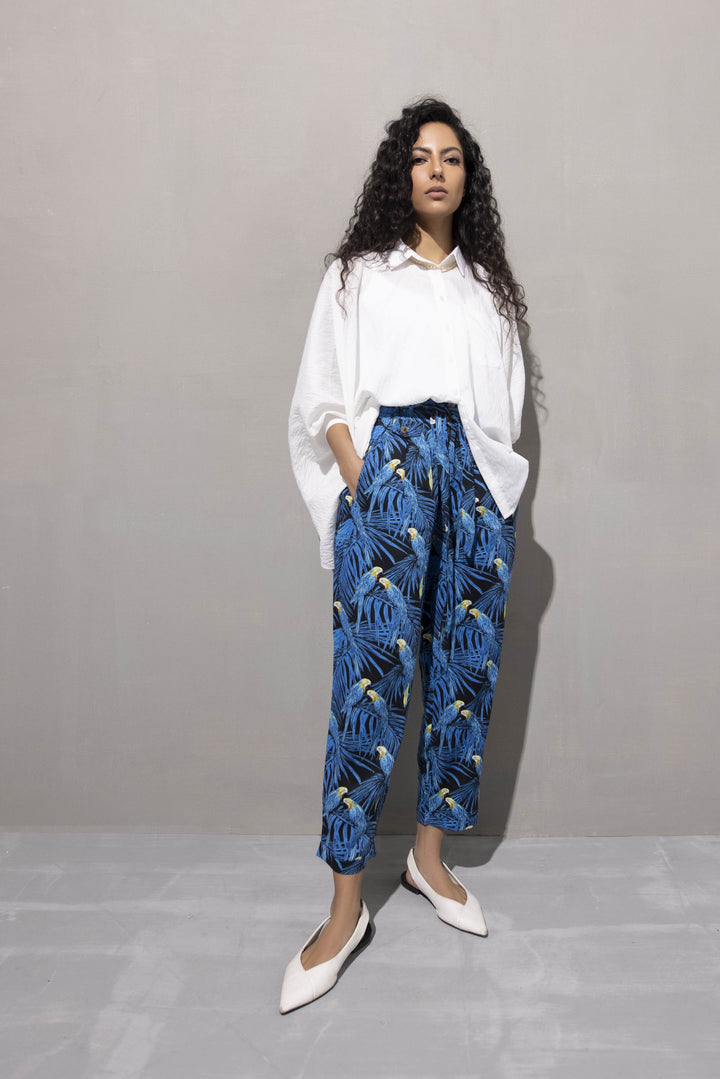 Sapphire-Printed Tie Pants