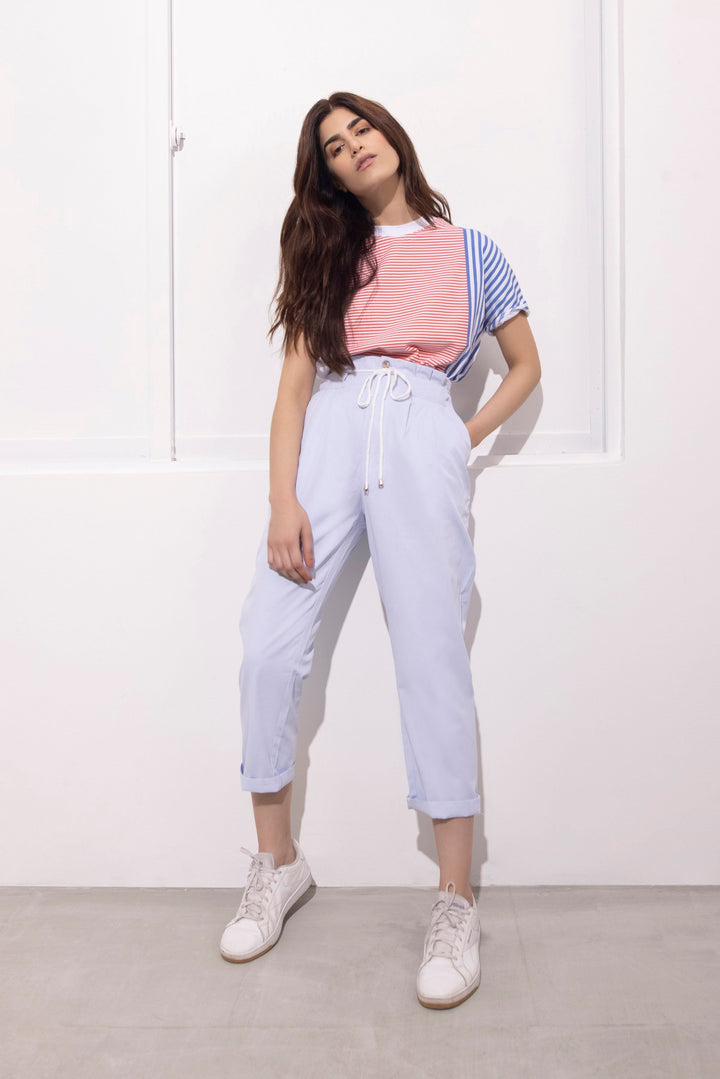 Sapphire High Waisted Pleat Pants Sky Blue