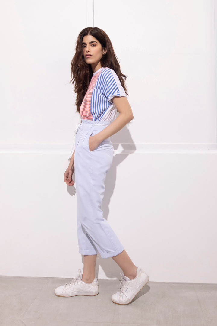 Sapphire High Waisted Pleat Pants Sky Blue