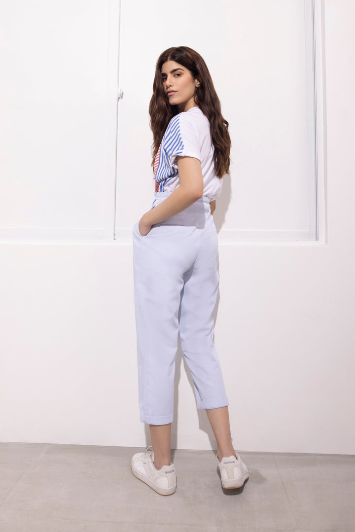 Sapphire High Waisted Pleat Pants Sky Blue