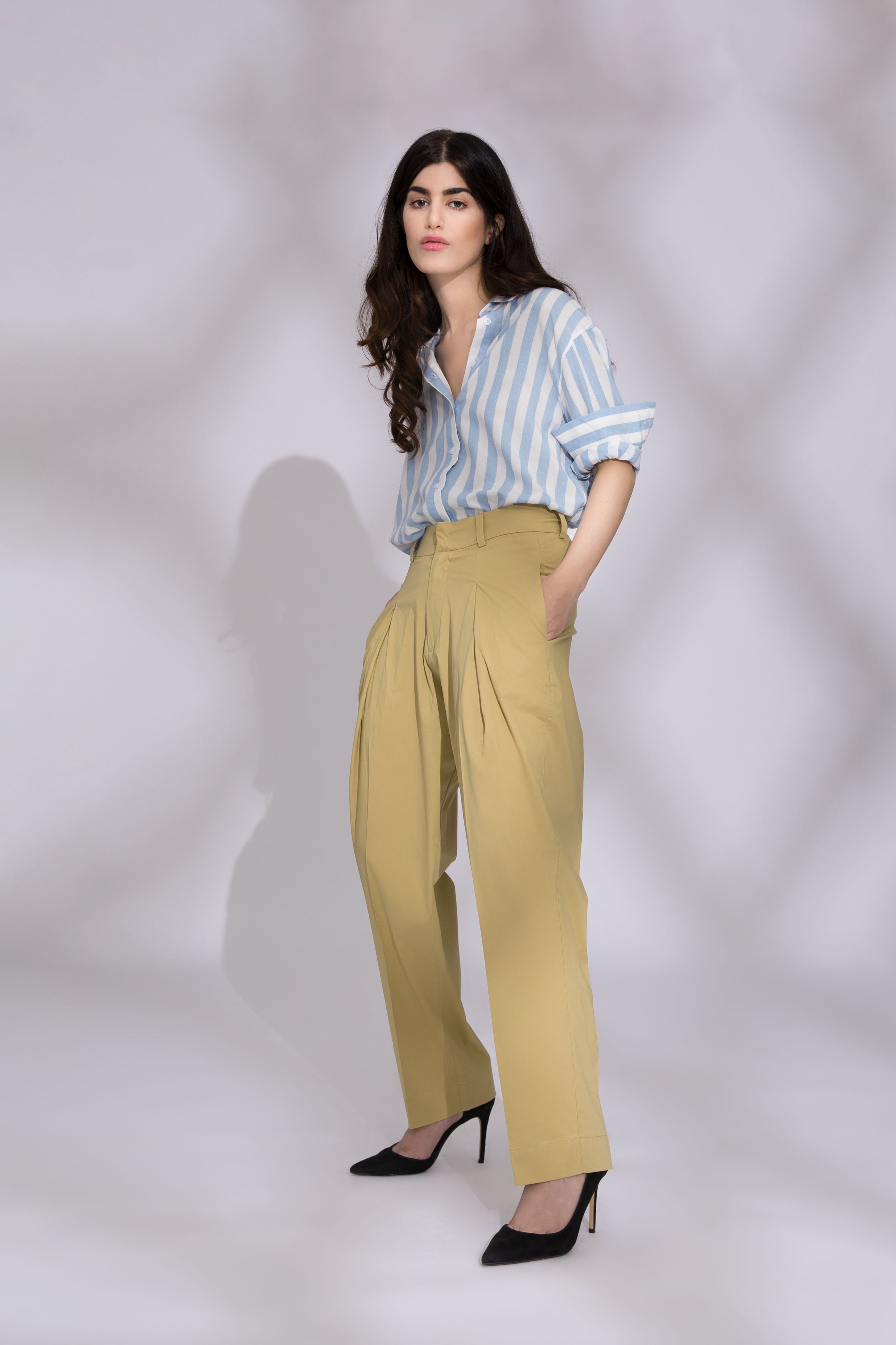 DAZY High Waist Fold Pleated Pants