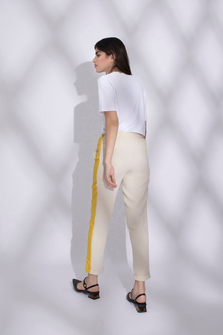 Sapphire Contrast Panel Pants Mustard Beige