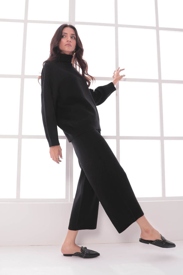 Sapphire Black Knit Culottes