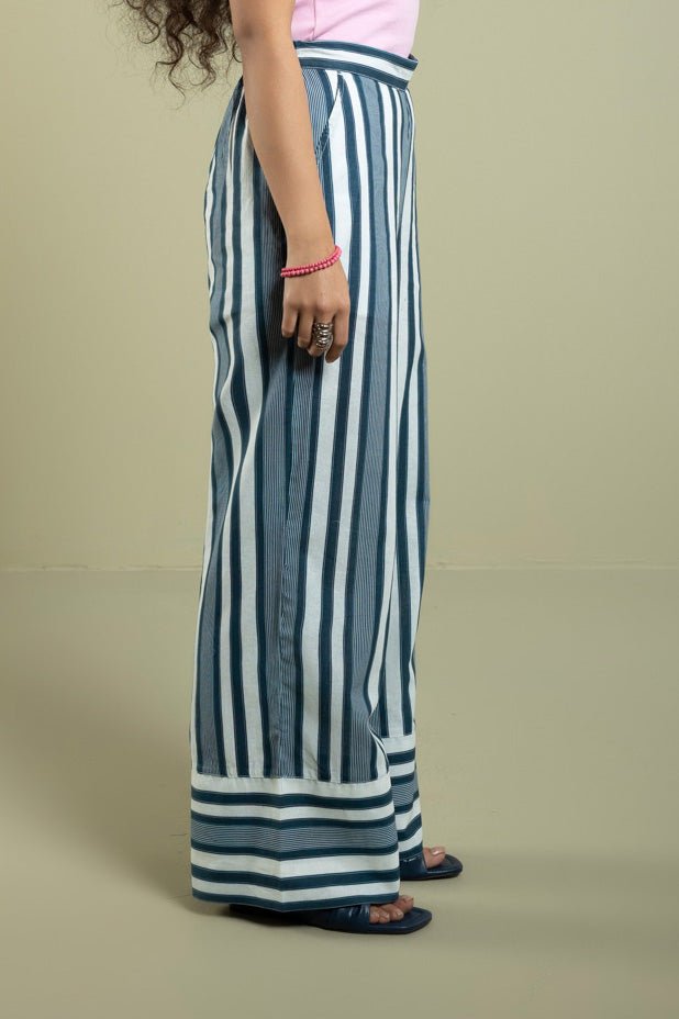 Sapphire-Printed Palazzo Pants