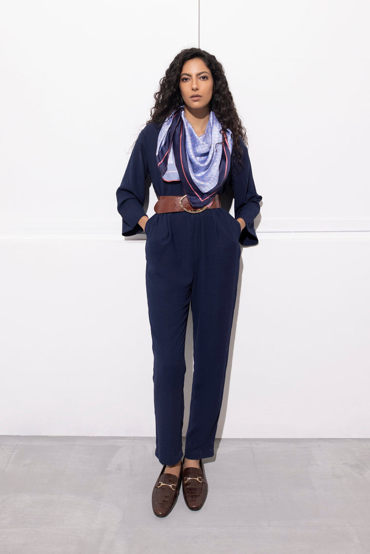 Sapphire Belted Navy Jumpsuit