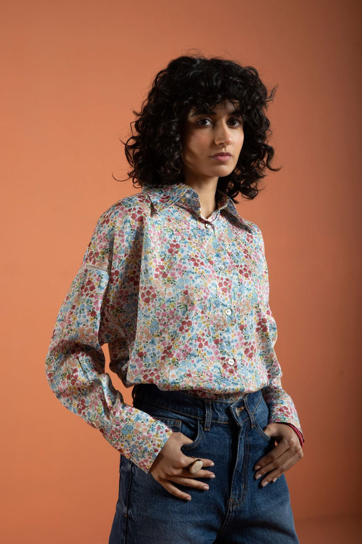 Sapphire Floral Button Through Shirt