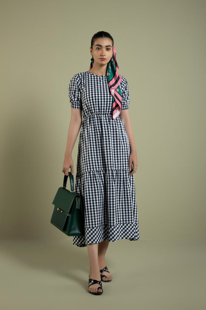 Sapphire Gingham Tier Dress